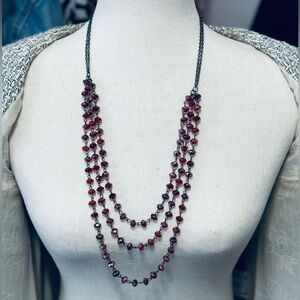Elegant Multi-Strand Red Beaded Necklace